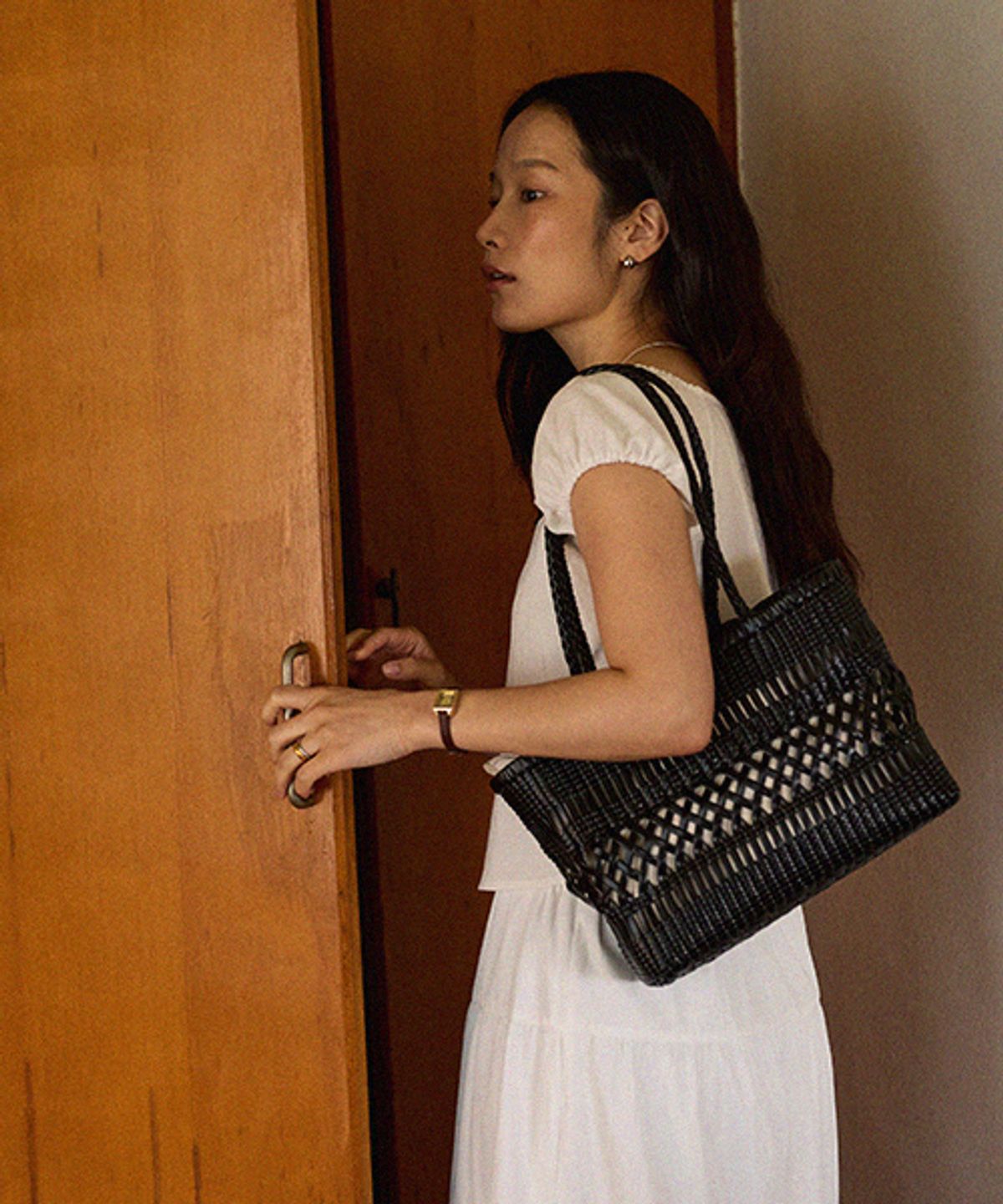 드메이커(DEMAKER) Plait two shoulder bag-black