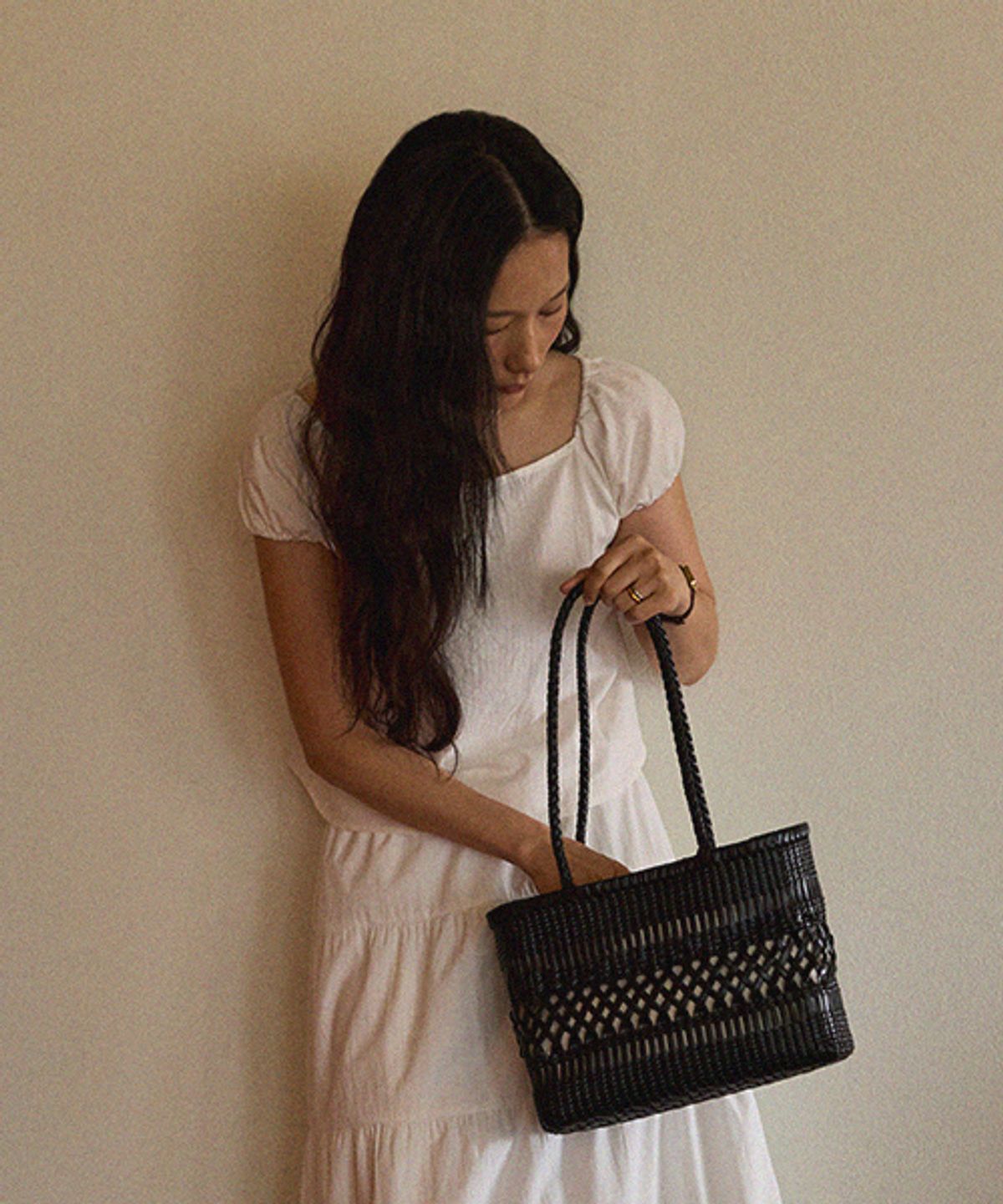 드메이커(DEMAKER) Plait two shoulder bag-black