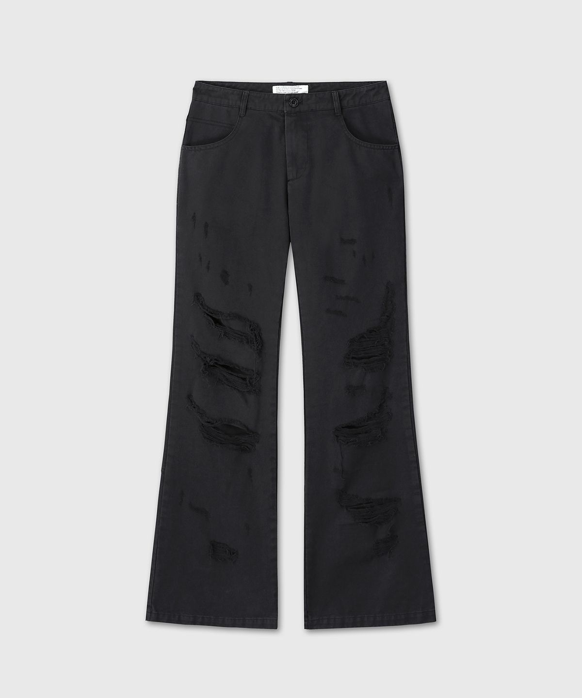 다이브인 우먼(DIVEIN WOMEN) [설라노 X DIVEIN WOMEN] DESTROYED FLARE COTTON PANTS (BLACK)