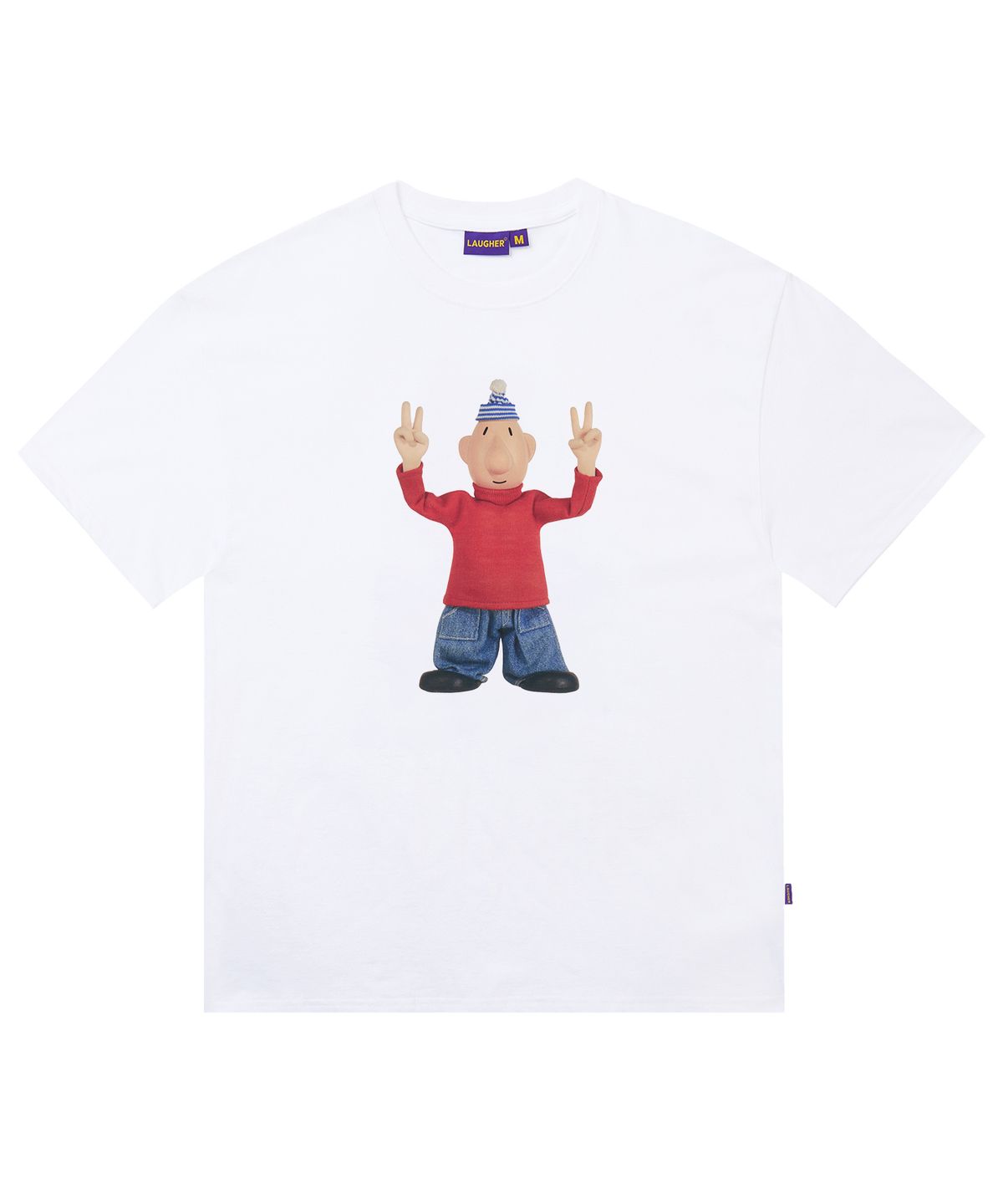 라퍼(LAUGHER) [2PACK][PAT&MAT] 모션 매트&패트 티셔츠 - 화이트