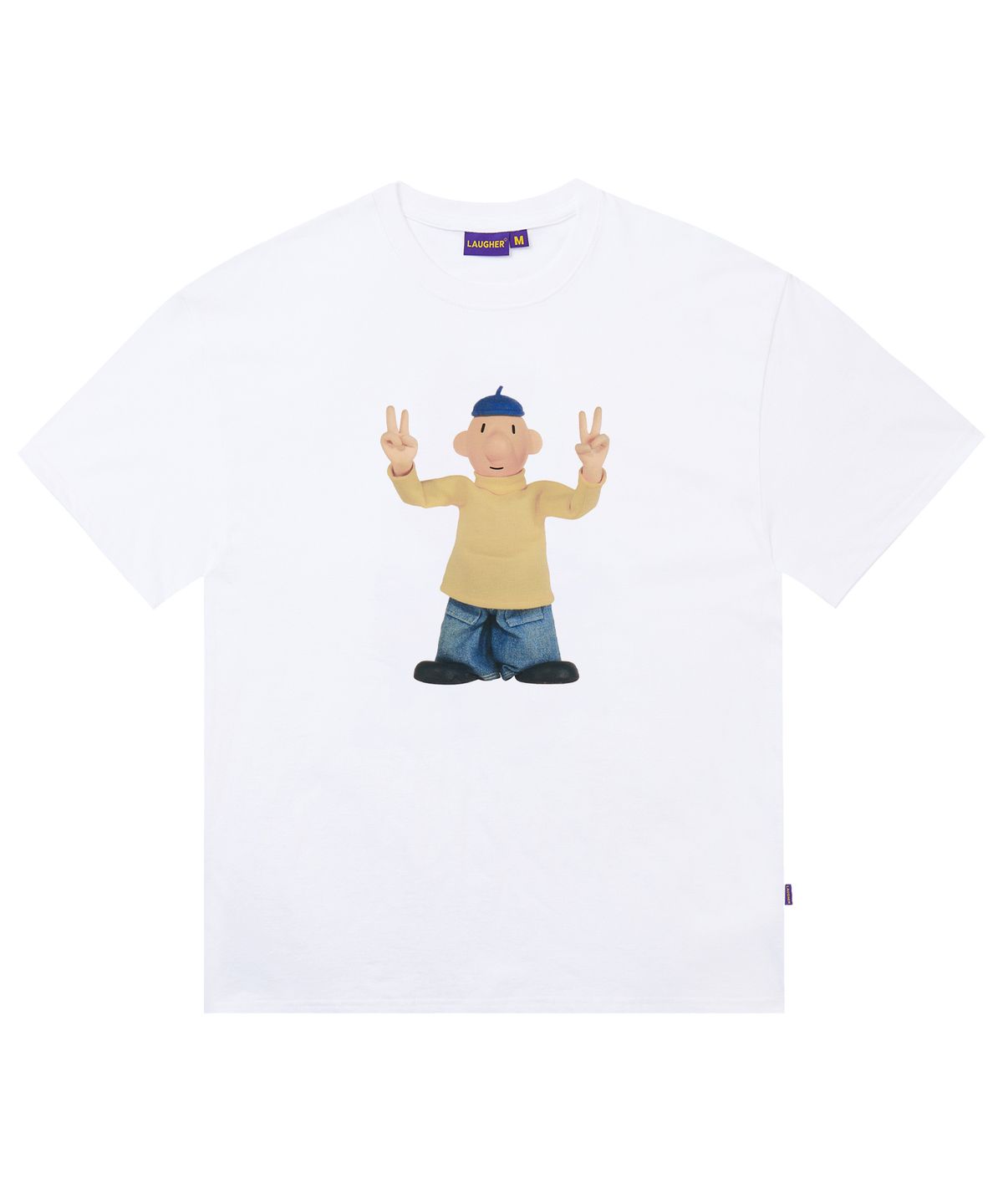 라퍼(LAUGHER) [2PACK][PAT&MAT] 모션 매트&패트 티셔츠 - 화이트
