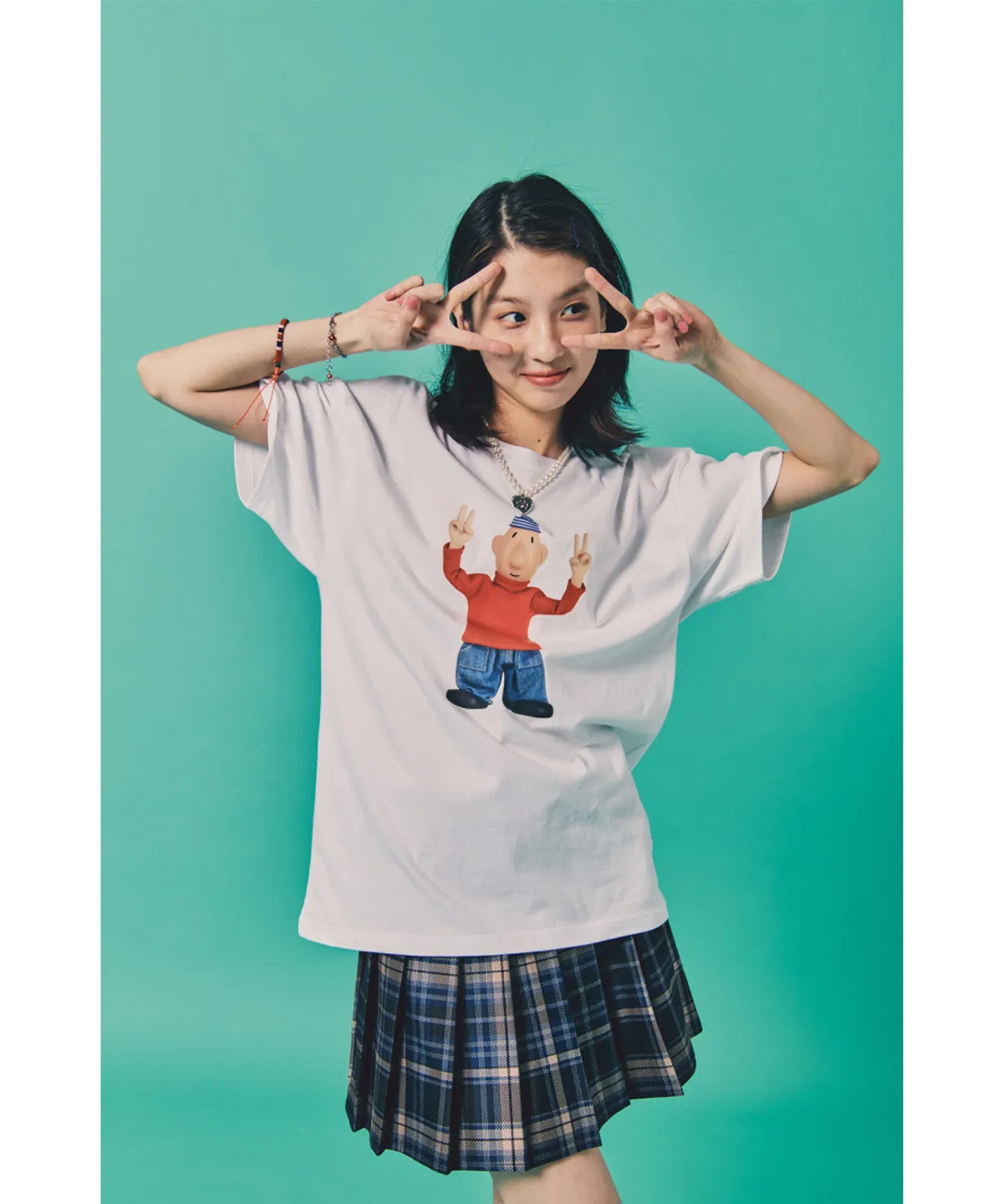 라퍼(LAUGHER) [2PACK][PAT&MAT] 모션 매트&패트 티셔츠 - 화이트