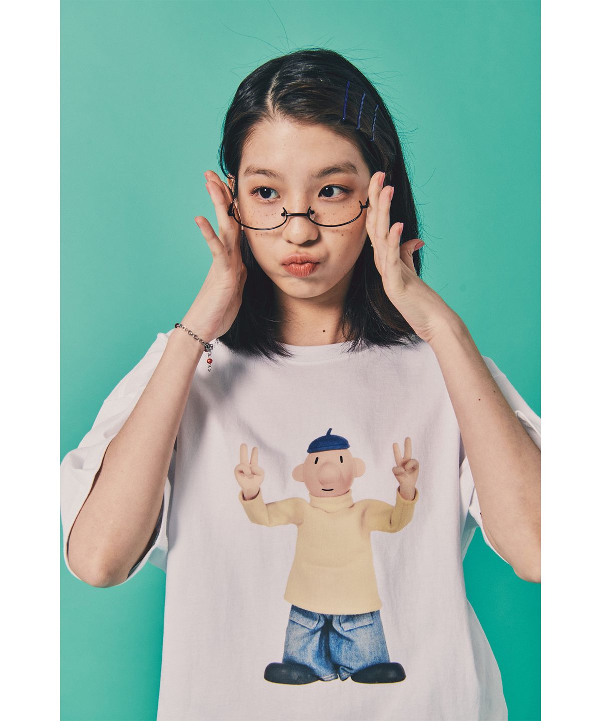 라퍼(LAUGHER) [2PACK][PAT&MAT] 모션 매트&패트 티셔츠 - 화이트