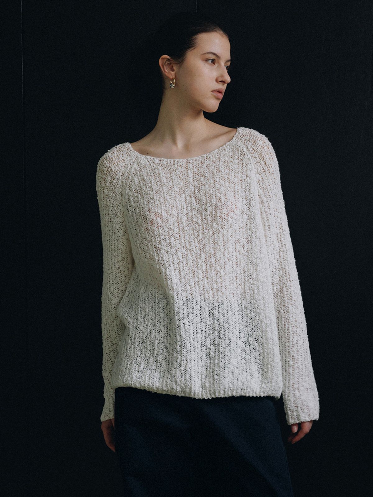 루에브르(LOEUVRE) Pure Cotton Off-Shoulder Knit Top SK6MP741_2color