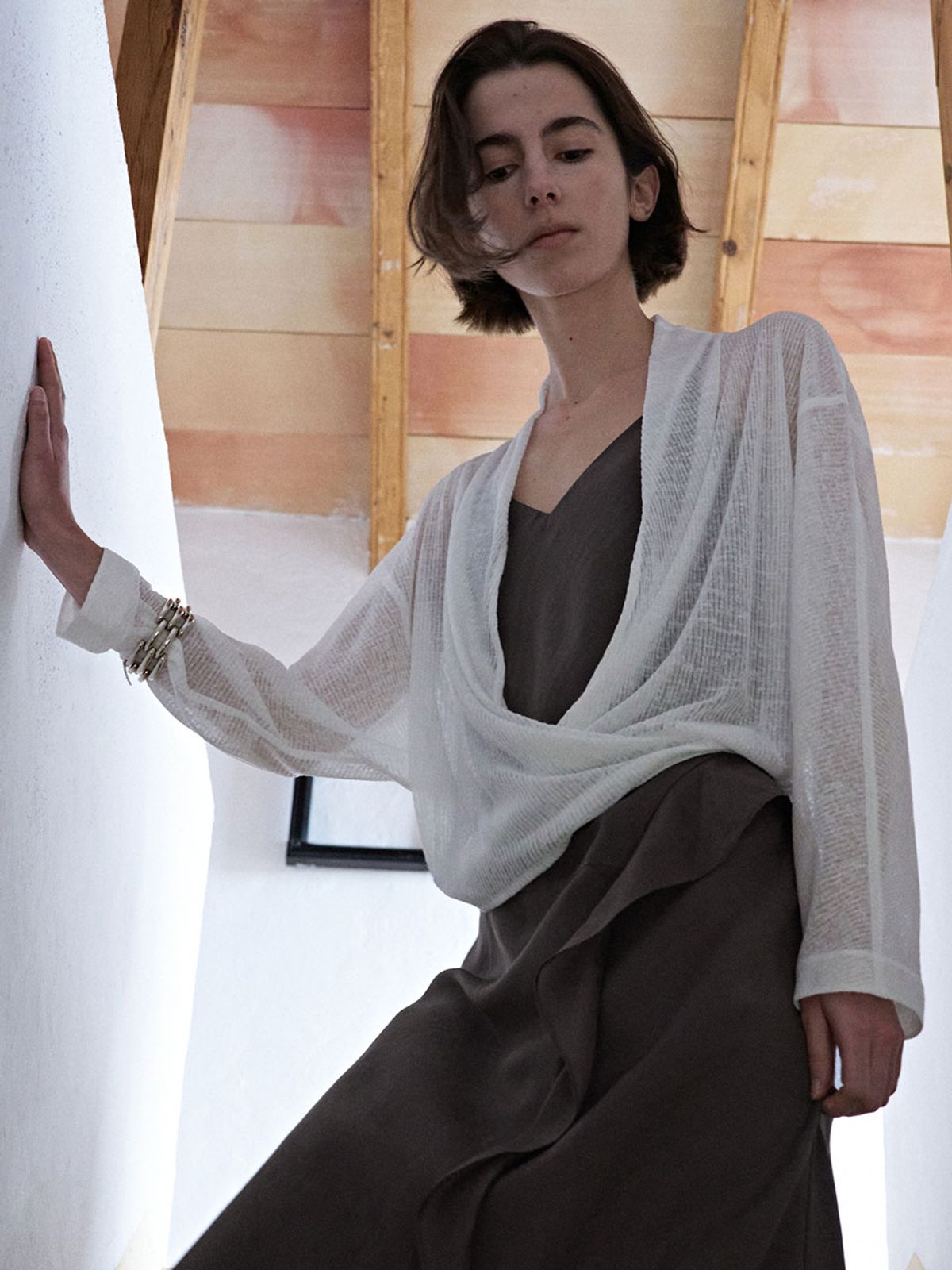 루에브르(LOEUVRE) Sheer Jersey Drape Cardigan SW6ME789_2color