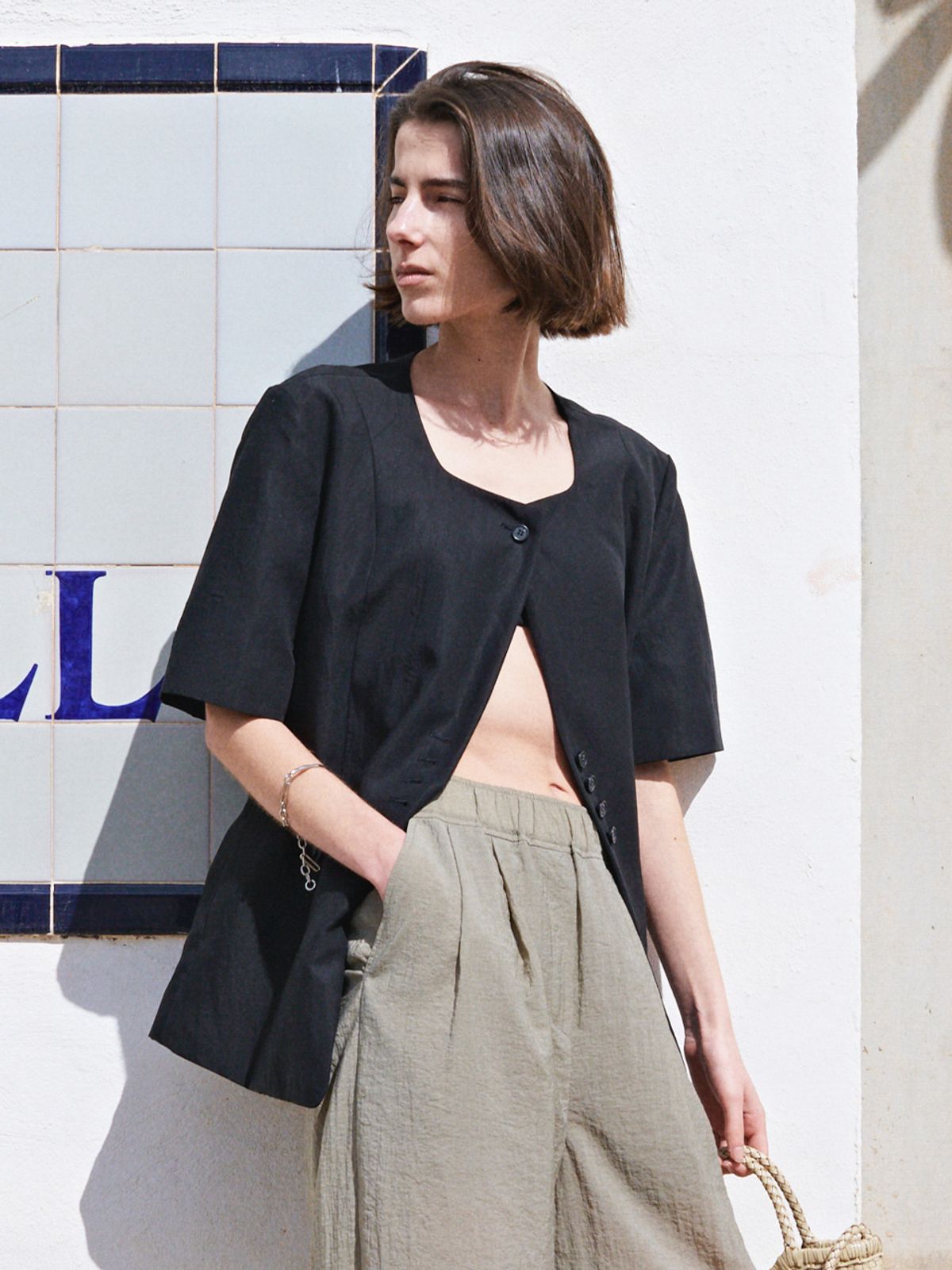 루에브르(LOEUVRE) Square Neck Half Sleeve Jacket SW6MJ730-10