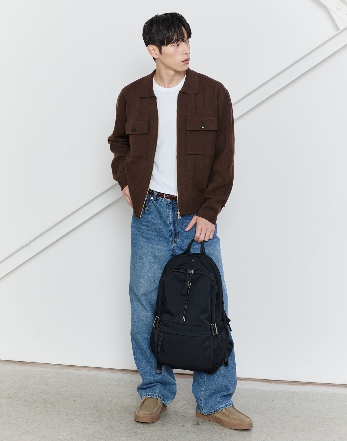 질스튜어트 맨 액세서리(JILLSTUART MEN ACC) [FLUI][플루이]탈부착 참장식 나일론 블랙 백팩 JUBA6F101BK