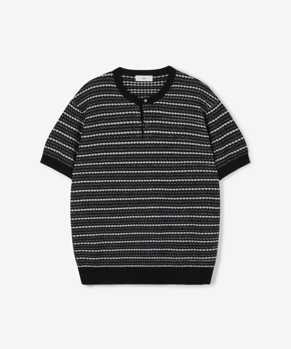 티엔지티(TNGT) Textured Henley Knit (Black) TNSW6E204BK