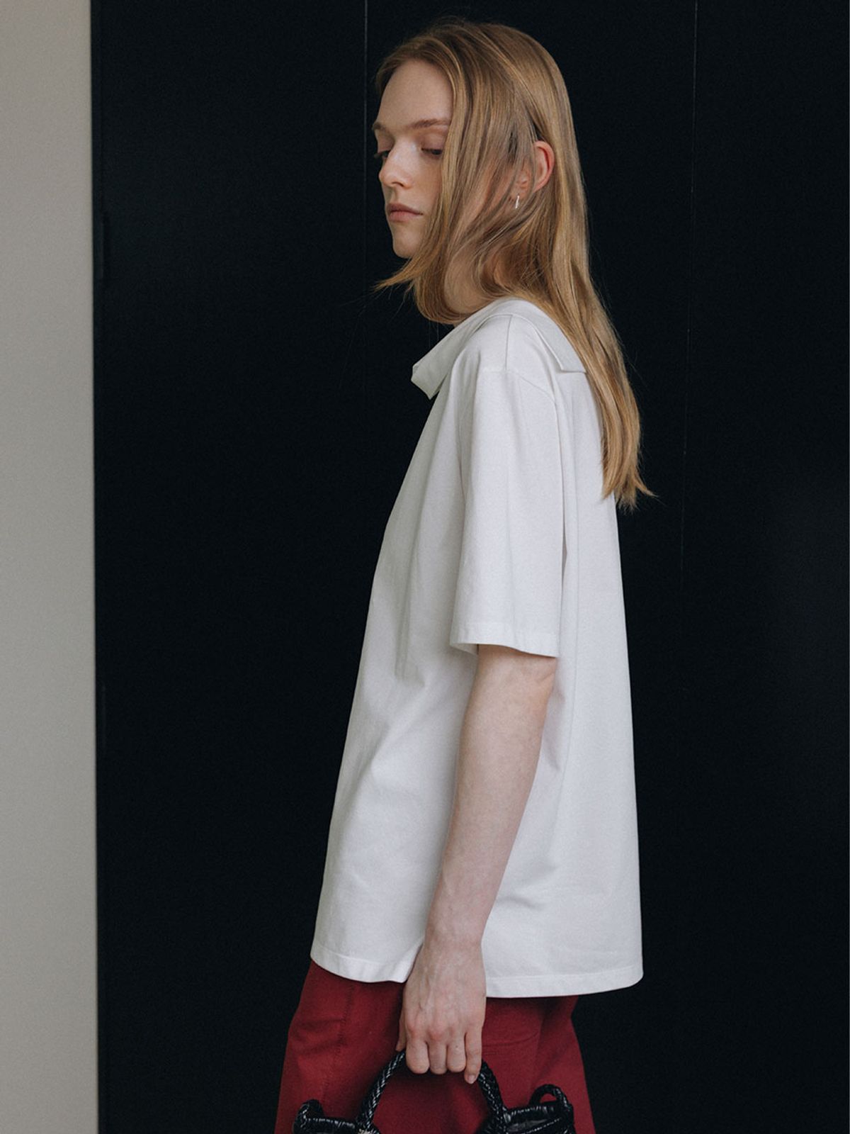 루에브르(LOEUVRE) Loose Cowl-Neck Half-Sleeve T-Shirt SW6ME773_2color
