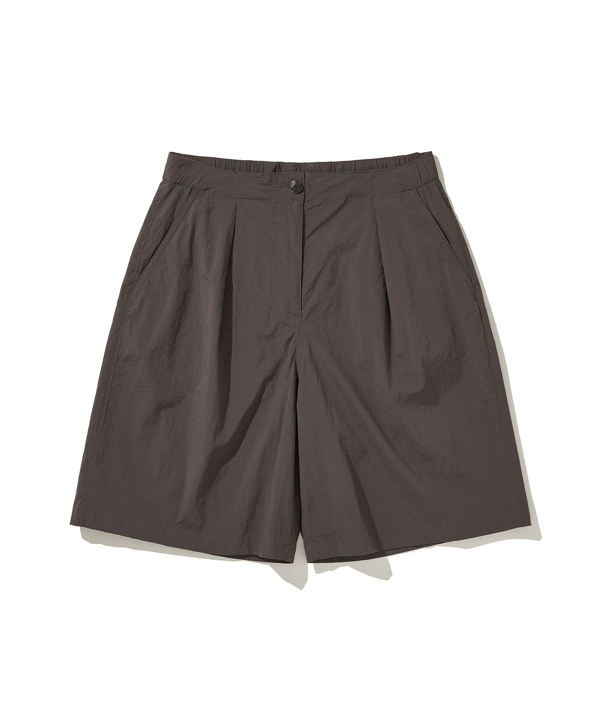 힐리먼트(HELEMENT) 여성 핀턱 와이드 숏팬츠 (BROWN)