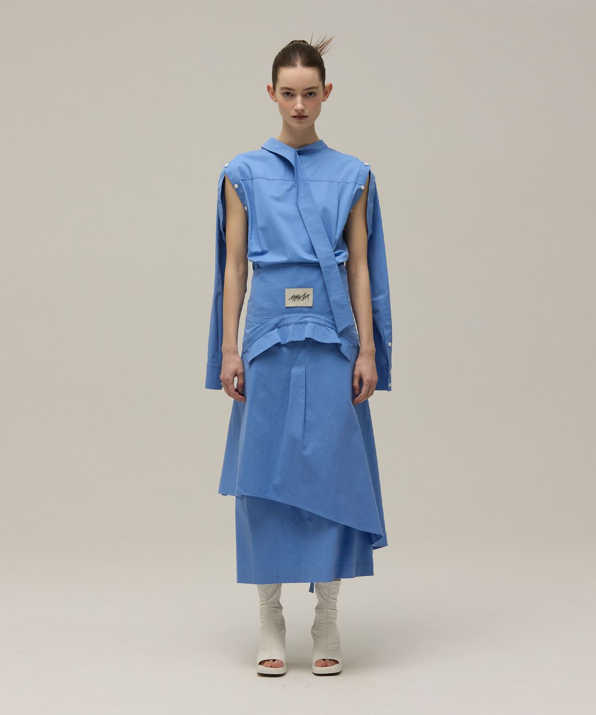 므아므(MMAM) Off-sleeve tied shirt dress
