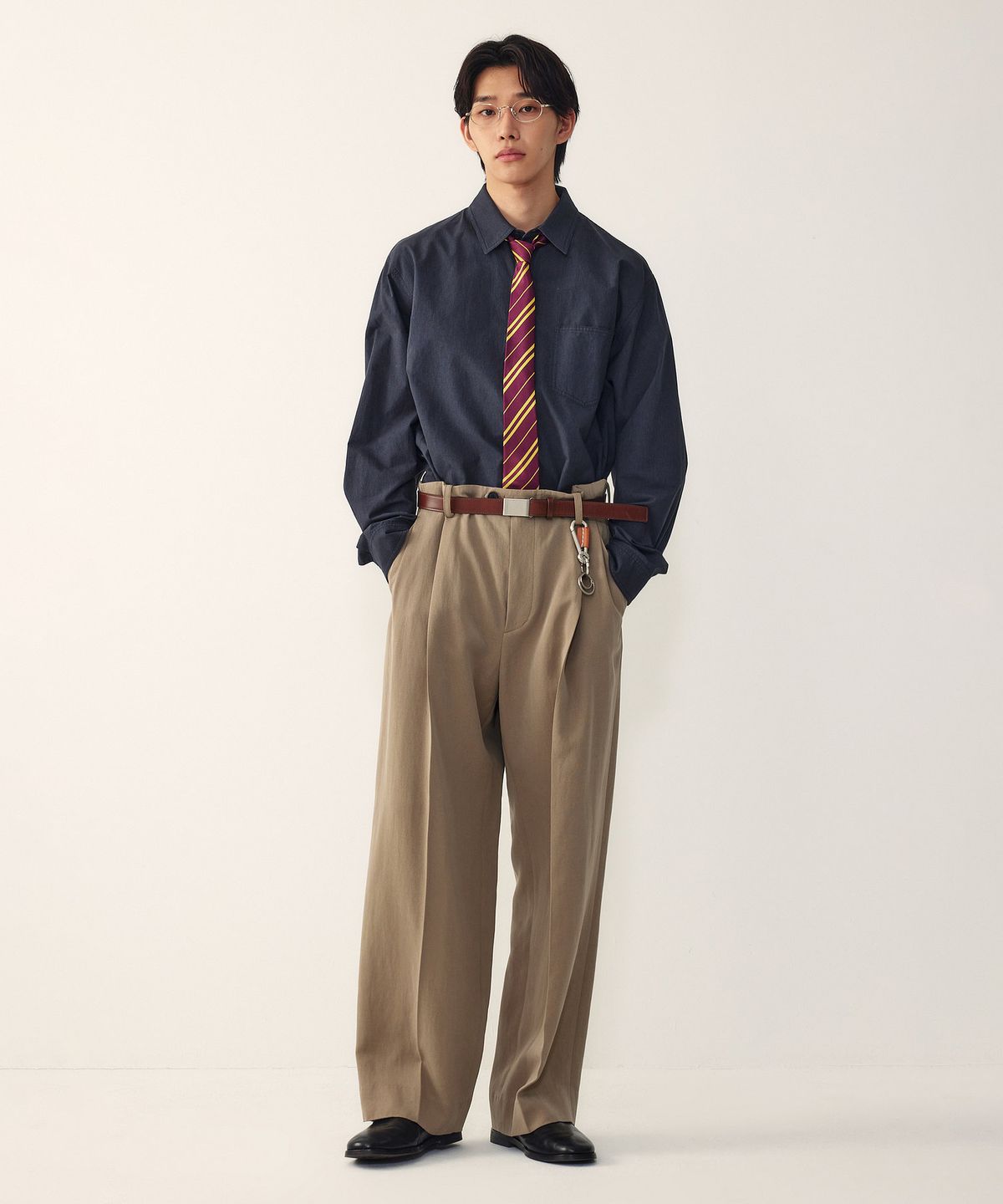 스튜디오 톰보이(STUDIO TOMBOY) [MEN] 톤온톤 스트라이프 셔츠_인디고 9156121113
