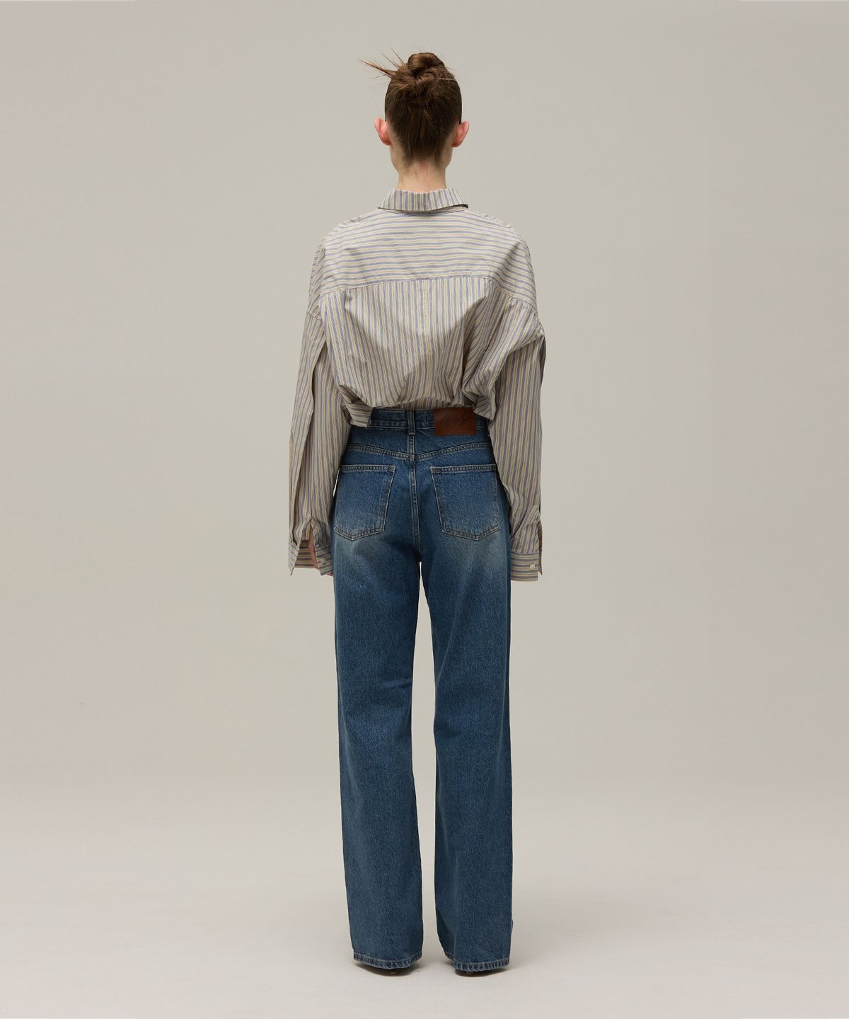 므아므(MMAM) Stripe pocket pin tuck over-fit shirt