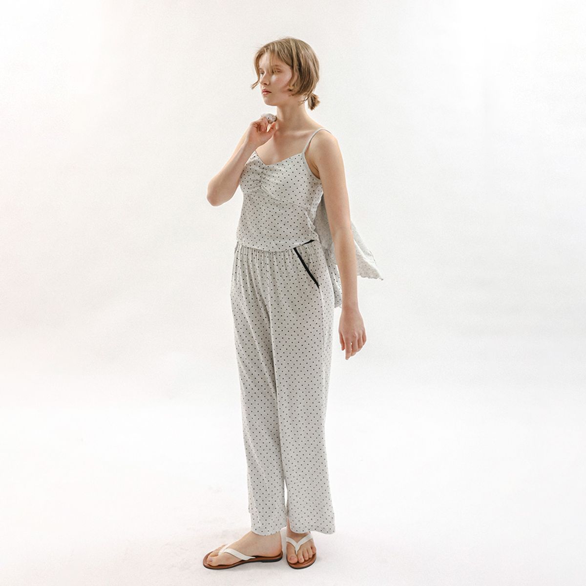멜라니조이(MELANIE JOY) MJ_Sweet polka dot pajama three-piece set_GRAY
