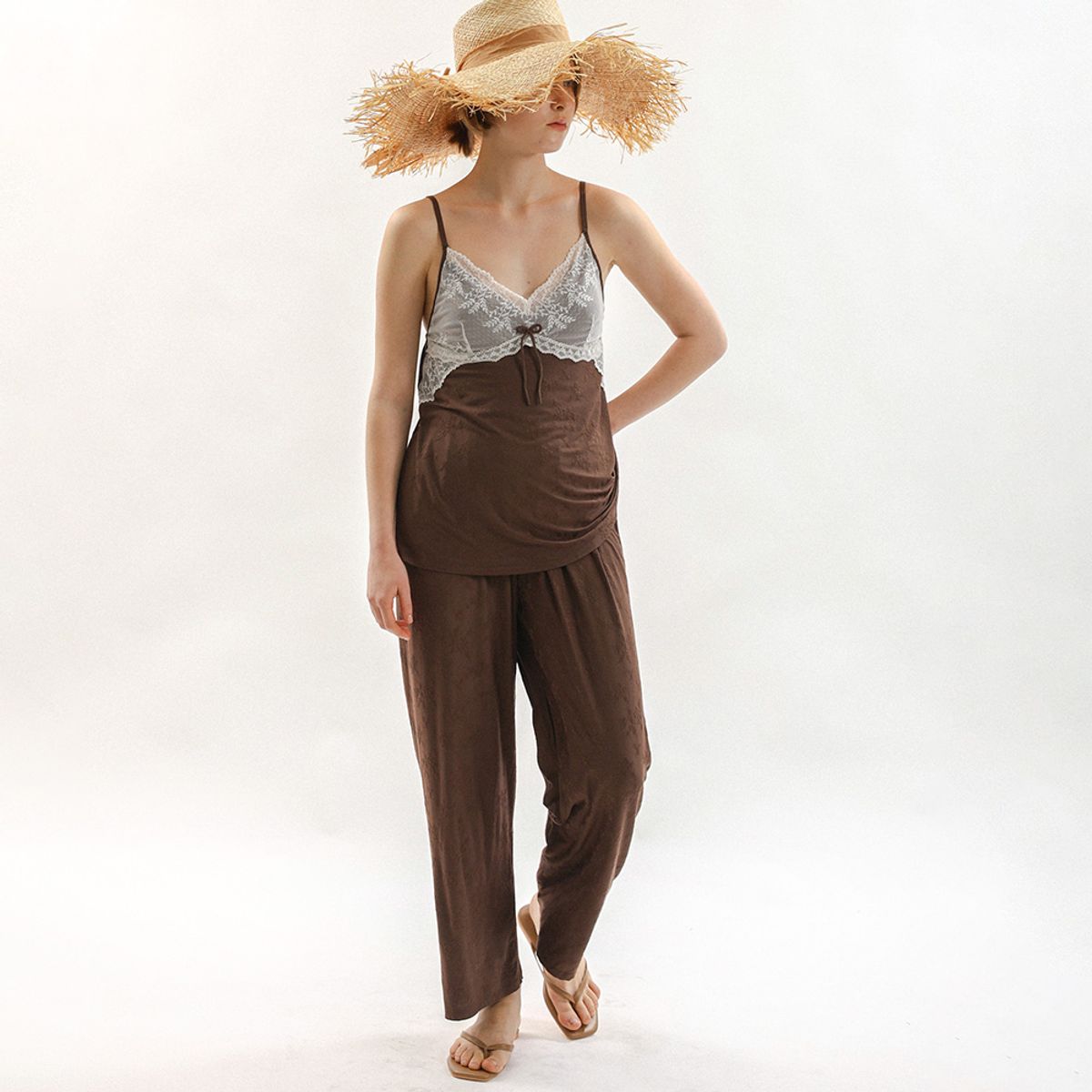 멜라니조이(MELANIE JOY) MJ_Soft lace pajama two-piece set_3color