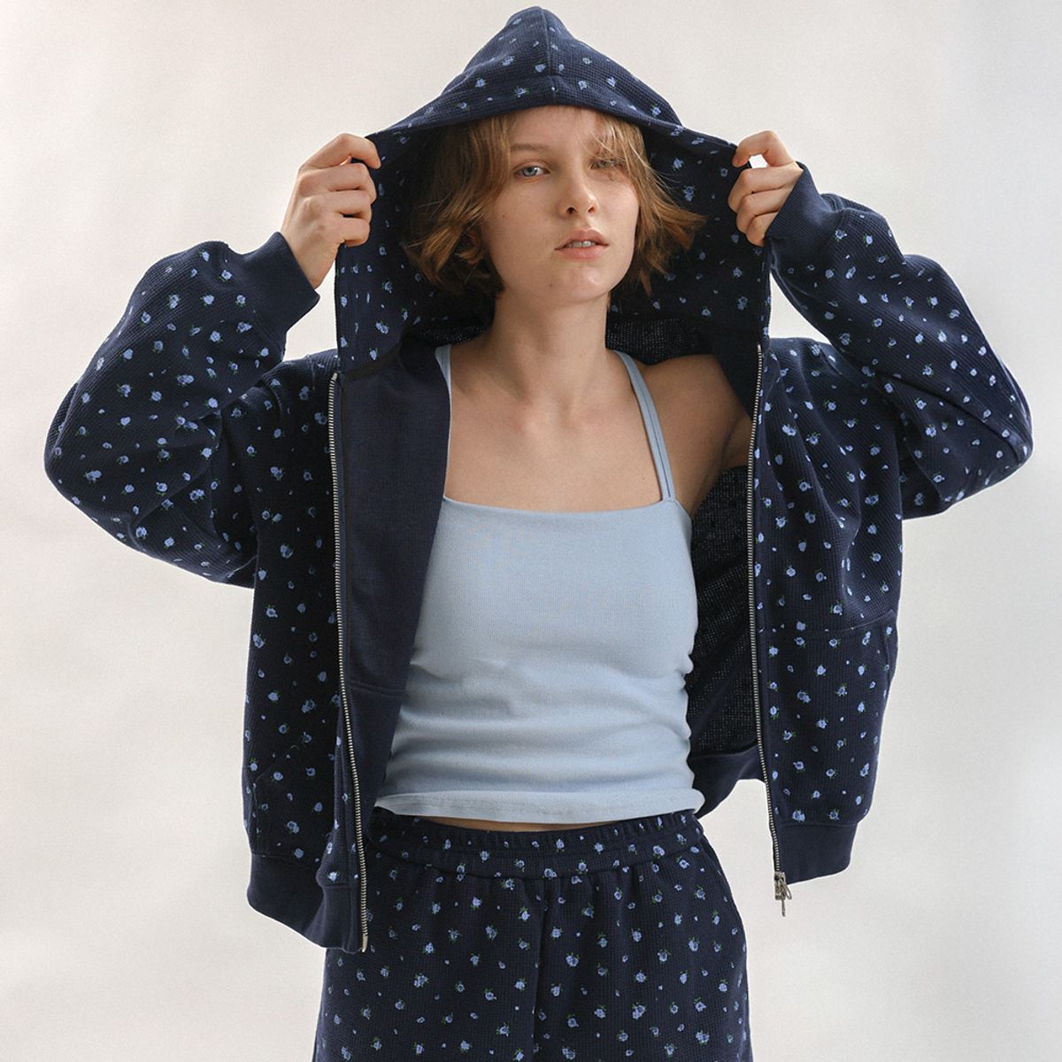 멜라니조이(MELANIE JOY) MJ_Floral zip-up hoodie jacket_2color