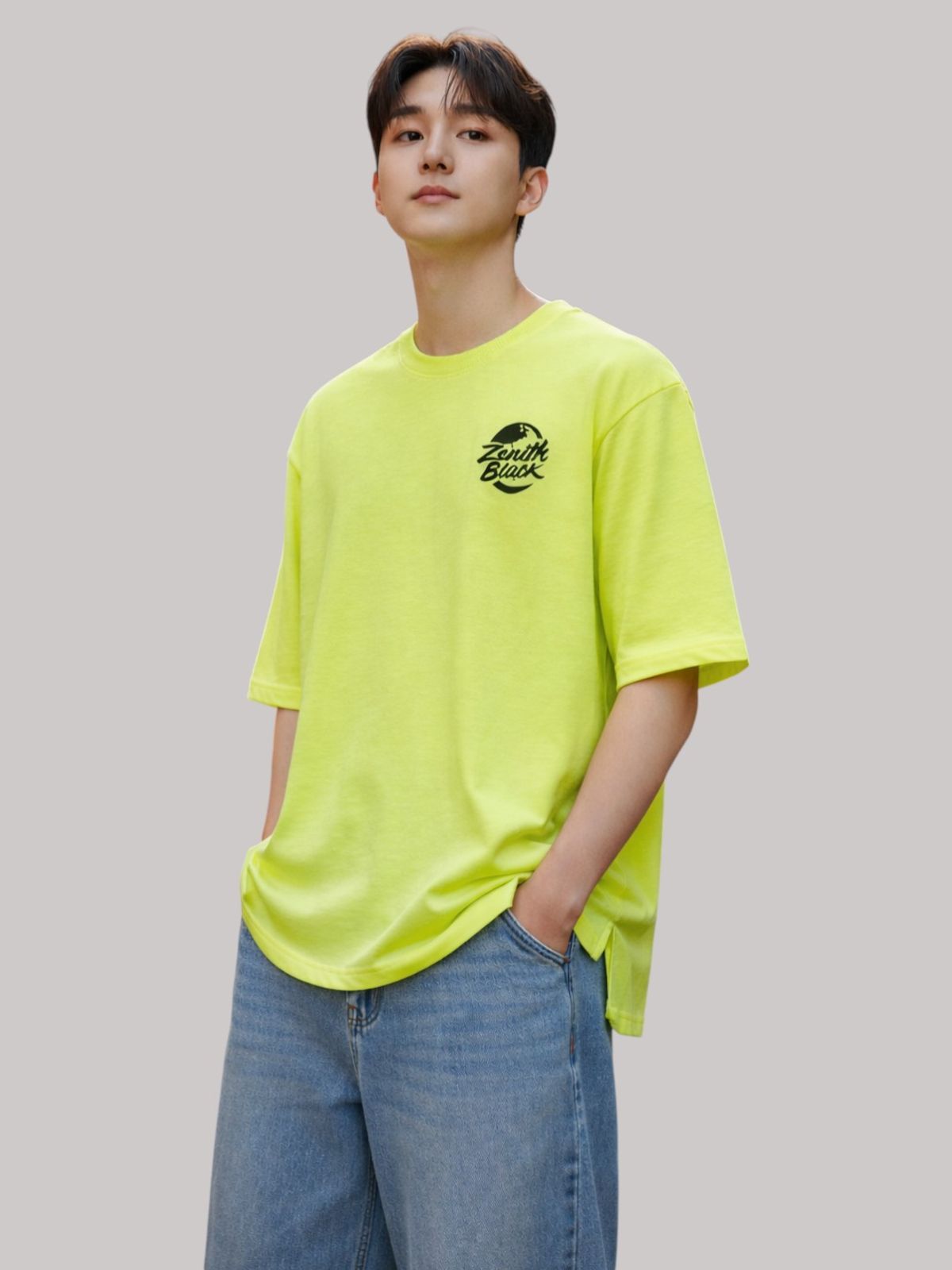 지블랙(ZBLACK) 제니스 블랙 유니버설 어스 오버핏 반팔 NEON YELLOW
