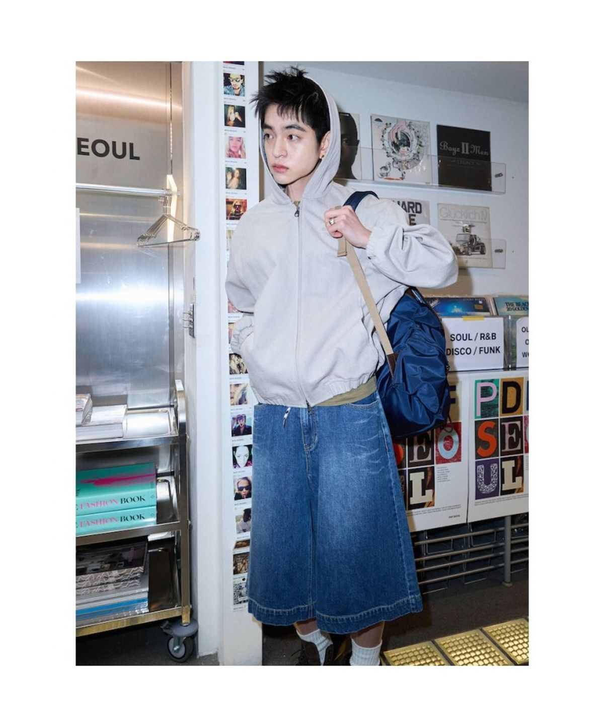 샌드 사운드(SAND SOUND) (UNISEX) 워시드 컬러 데님 버뮤다 숏츠  블루