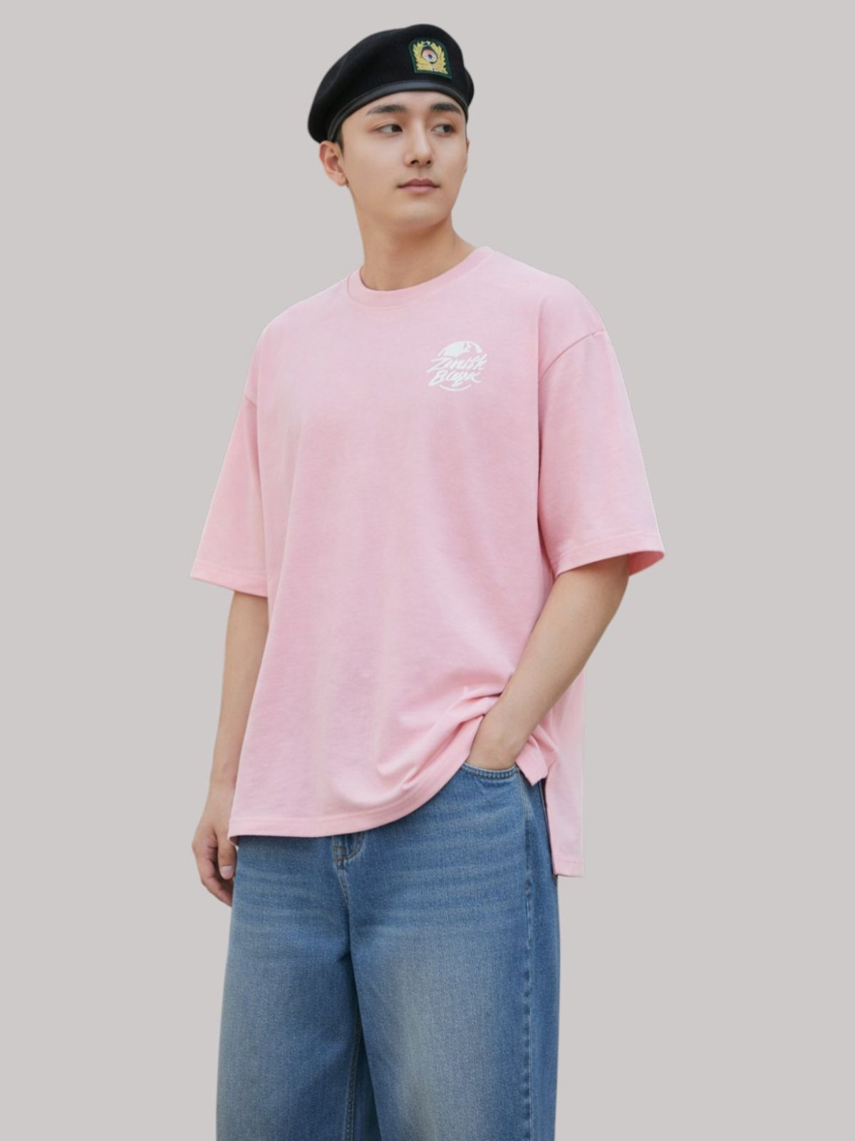 지블랙(ZBLACK) 제니스 블랙 유니버설 어스 오버핏 반팔 LIGHT PINK