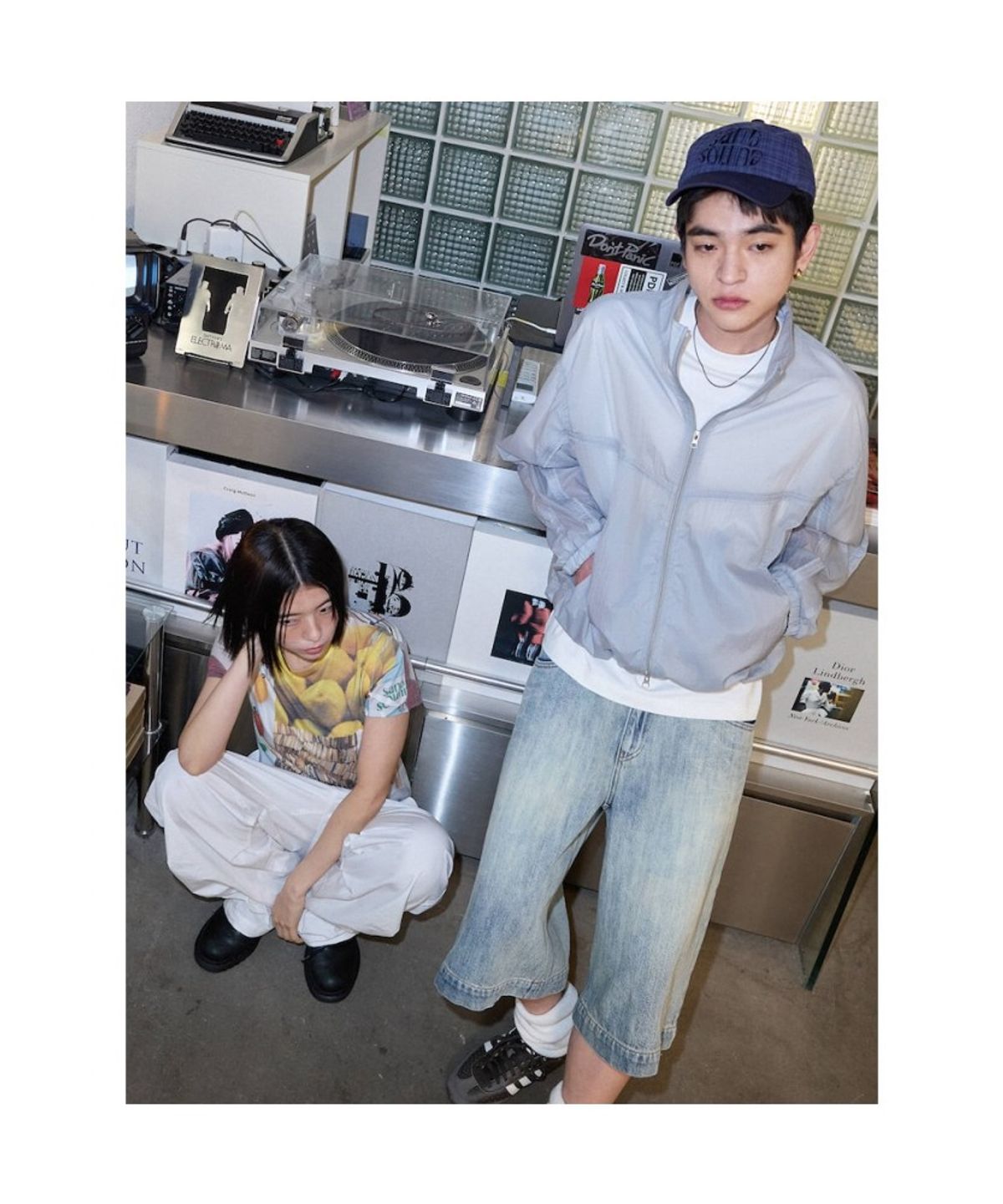 샌드 사운드(SAND SOUND) (UNISEX) 빅로고 체크 콤비 볼캡  네이비