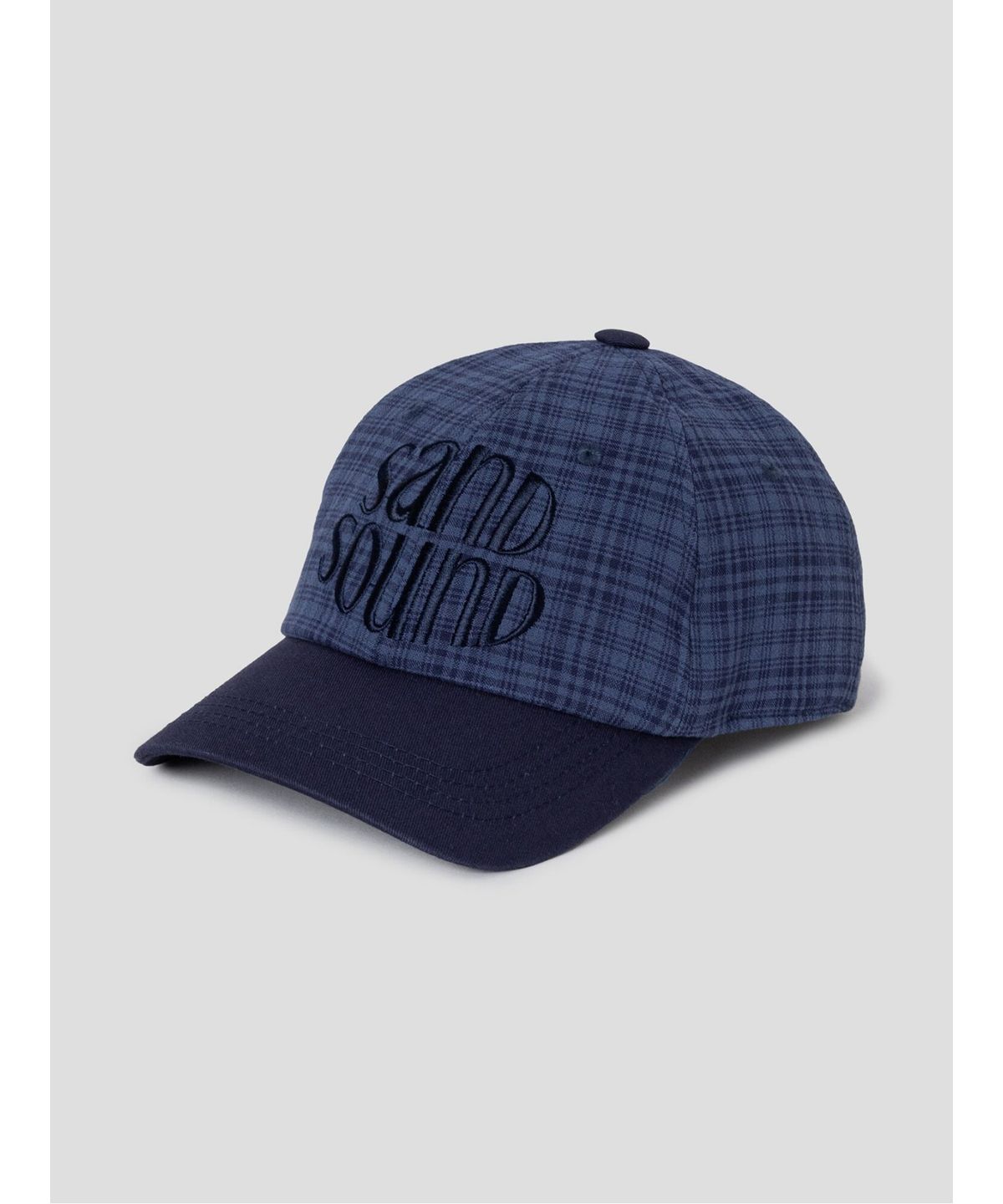 샌드 사운드(SAND SOUND) (UNISEX) 빅로고 체크 콤비 볼캡  네이비
