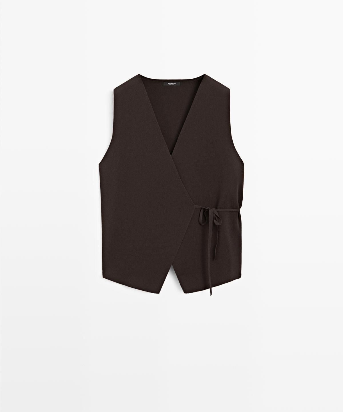 마시모두띠(MASSIMO DUTTI) 크로스 니트 매듭 베스트