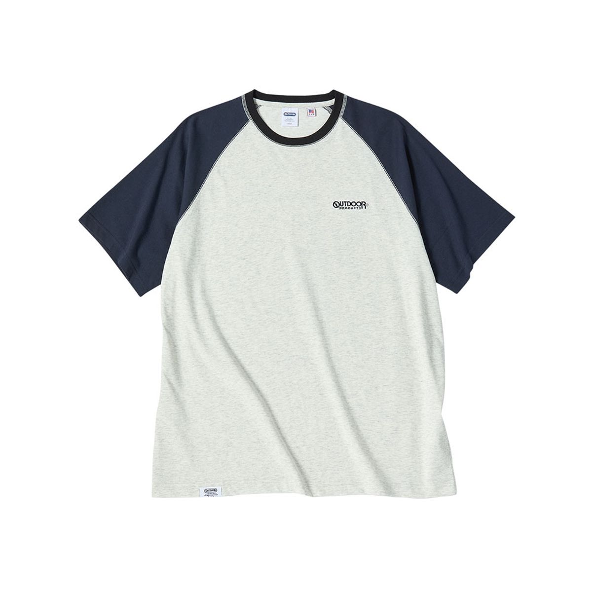 아웃도어 프로덕츠(OUTDOOR PRODUCTS) 컬러 블록 라글란 티셔츠 (멜란지)