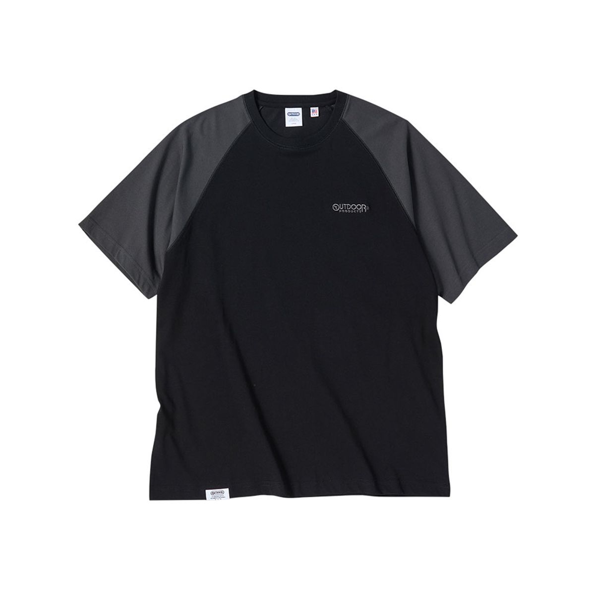 아웃도어 프로덕츠(OUTDOOR PRODUCTS) 컬러 블록 라글란 티셔츠 (블랙)