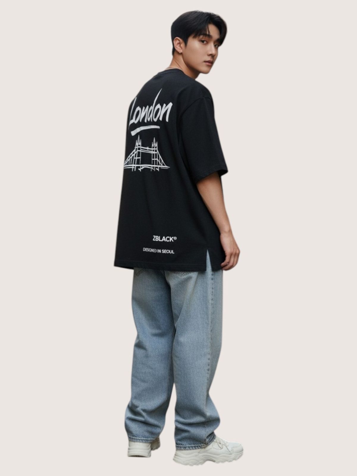 지블랙(ZBLACK) 런던 시그니쳐 반팔  티셔츠(BLACK)