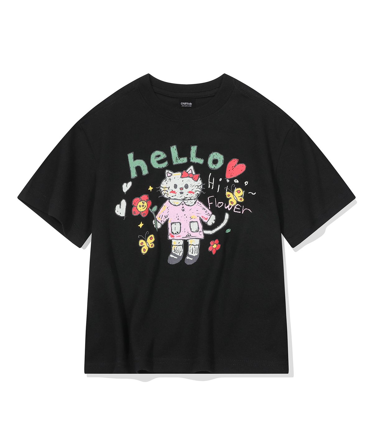 꼼파뇨 키즈(CPGN KIDS) KIDS 헬로 플라워 반팔티 블랙