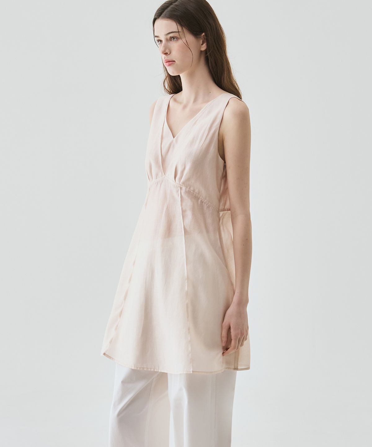 드로우핏 우먼(DRAWFIT WOMEN) 튤립 레이어드 미디 원피스 [IVORY]