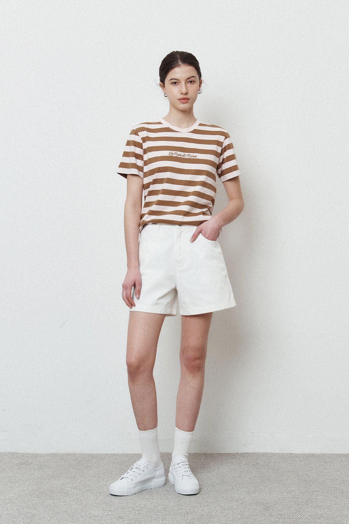 르몽생미셸(LE MONT ST MICHEL) Basic Cotton Shorts_White