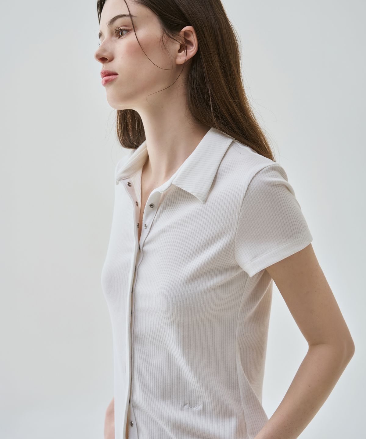 드로우핏 우먼(DRAWFIT WOMEN) 서플 저지 카라 반팔 티셔츠 [WHITE]