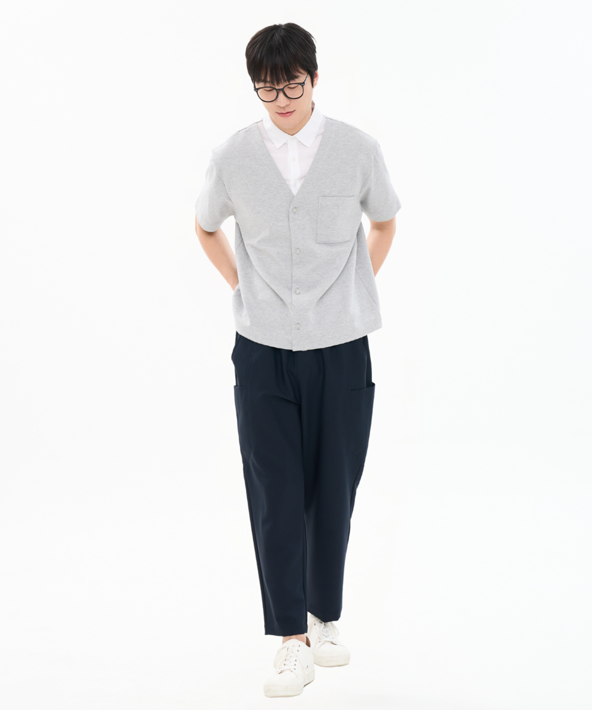 커스텀어스(CUSTOMUS) 남성 분또 셔츠 레이어드 반팔 티셔츠 가디건형 CXS26MKKT301 GRY