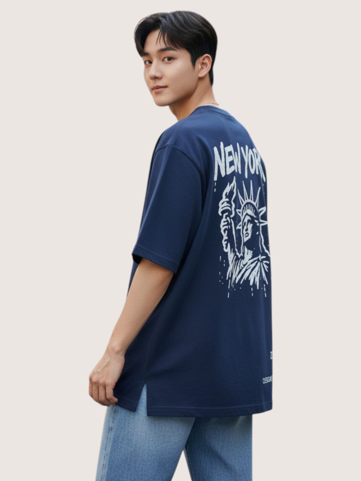 지블랙(ZBLACK) 뉴욕 시그니쳐 반팔  티셔츠(NAVY)