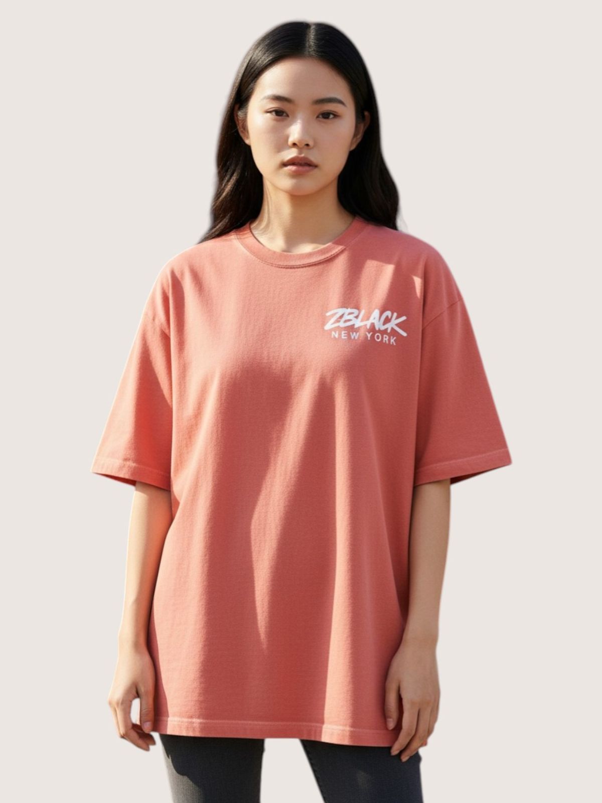 지블랙(ZBLACK) 뉴욕 시그니쳐 반팔  티셔츠(CORAL RED)