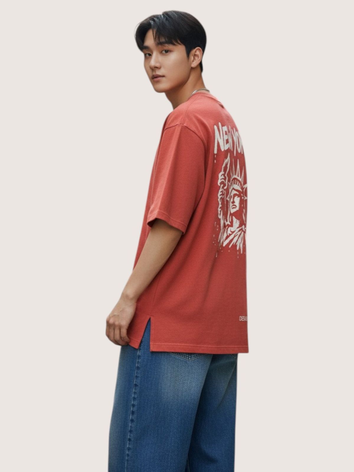 지블랙(ZBLACK) 뉴욕 시그니쳐 반팔  티셔츠(CORAL RED)