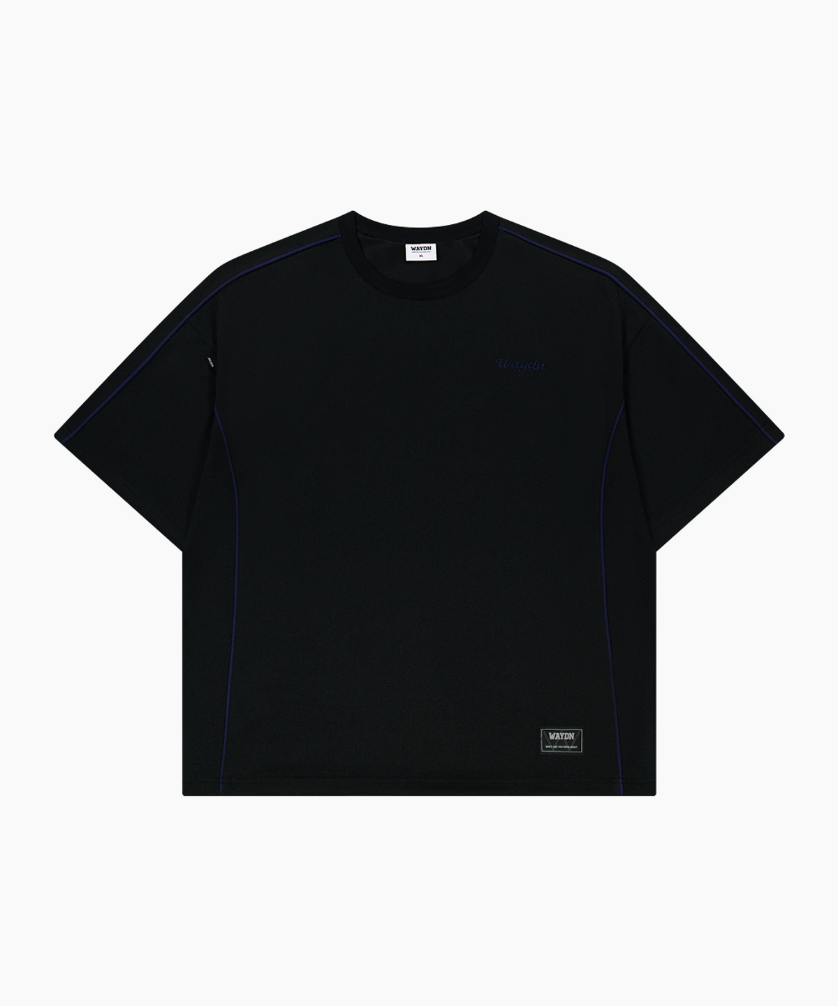 웨이든(WAYDN) 오버핏 헤비 메쉬 숏 슬리브 블랙