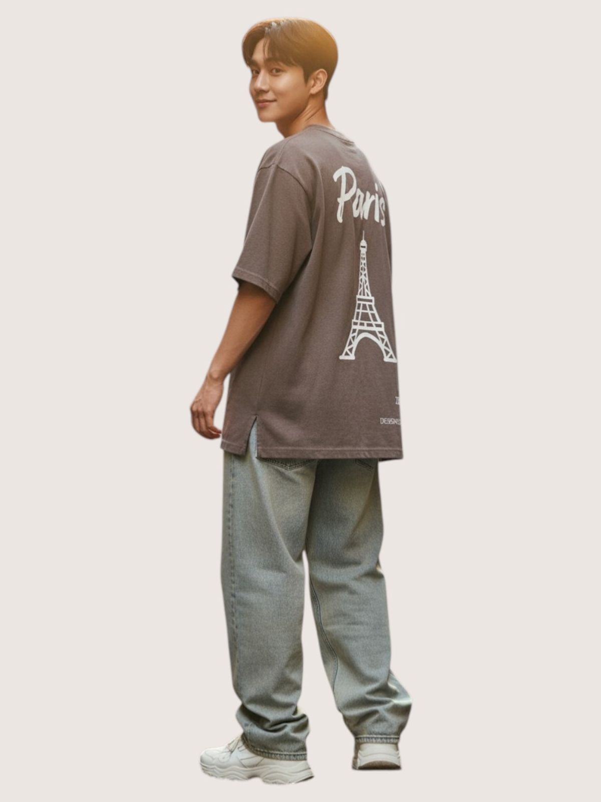 지블랙(ZBLACK) 파리 시그니쳐 반팔  티셔츠(BEIGE)