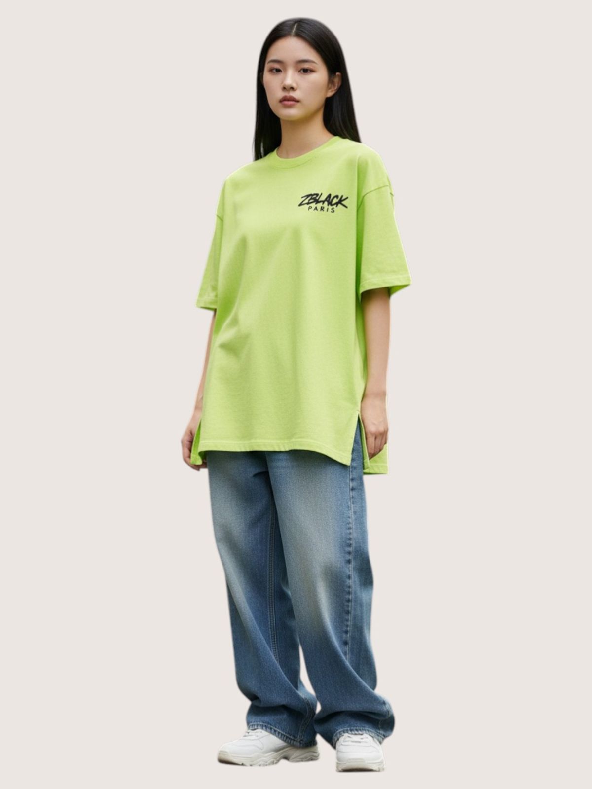 지블랙(ZBLACK) 파리 시그니쳐 반팔  티셔츠(NEON YELLOW)