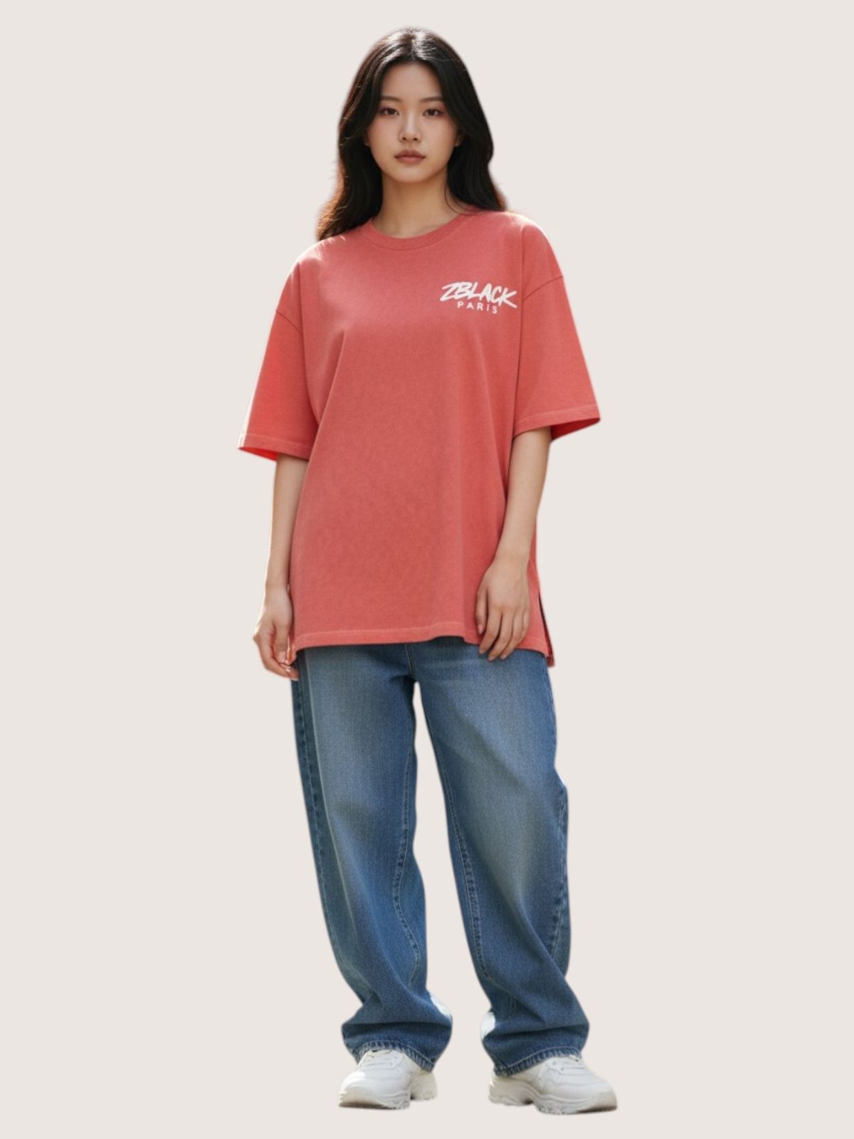 지블랙(ZBLACK) 파리 시그니쳐 반팔  티셔츠(CORAL RED)