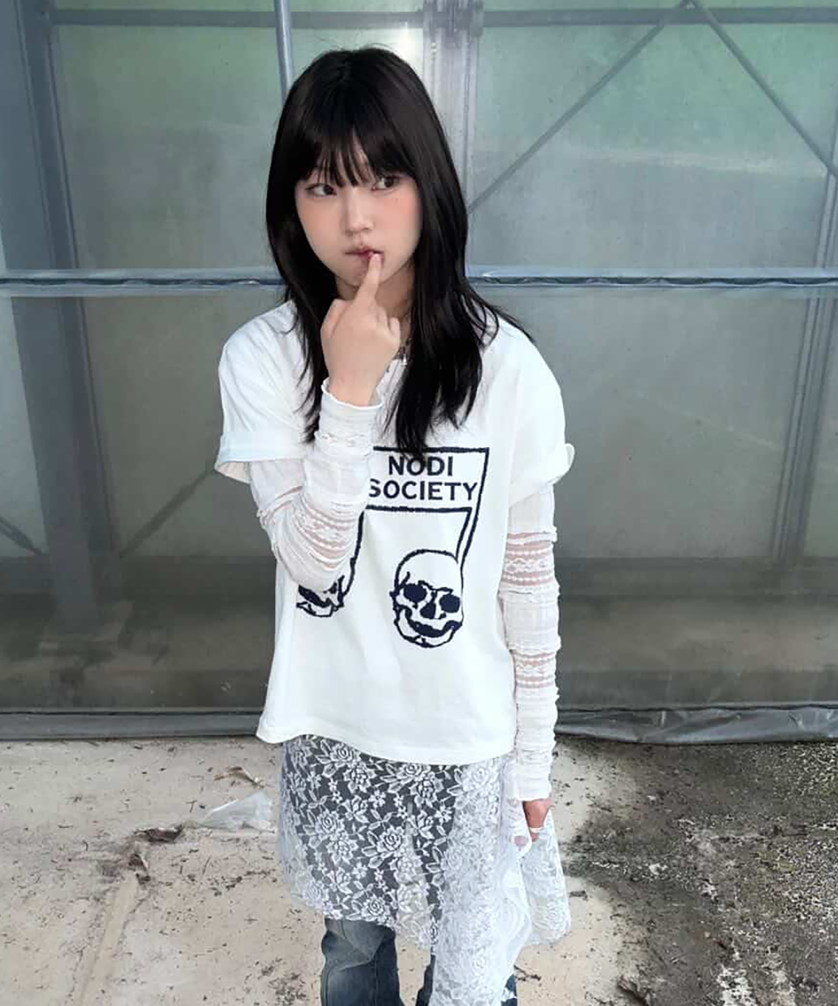 노디(NODI) Dead Sound Society crop Tee ivory
