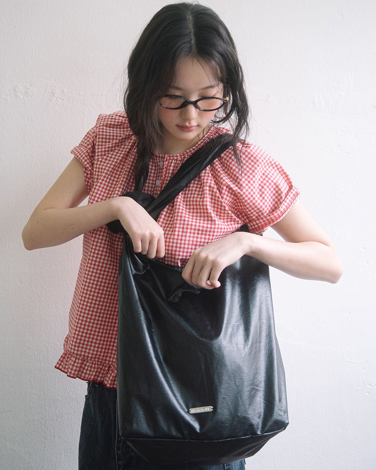 해비즘(HAVISM) LEATHER SHOULDER BAG(BLACK)