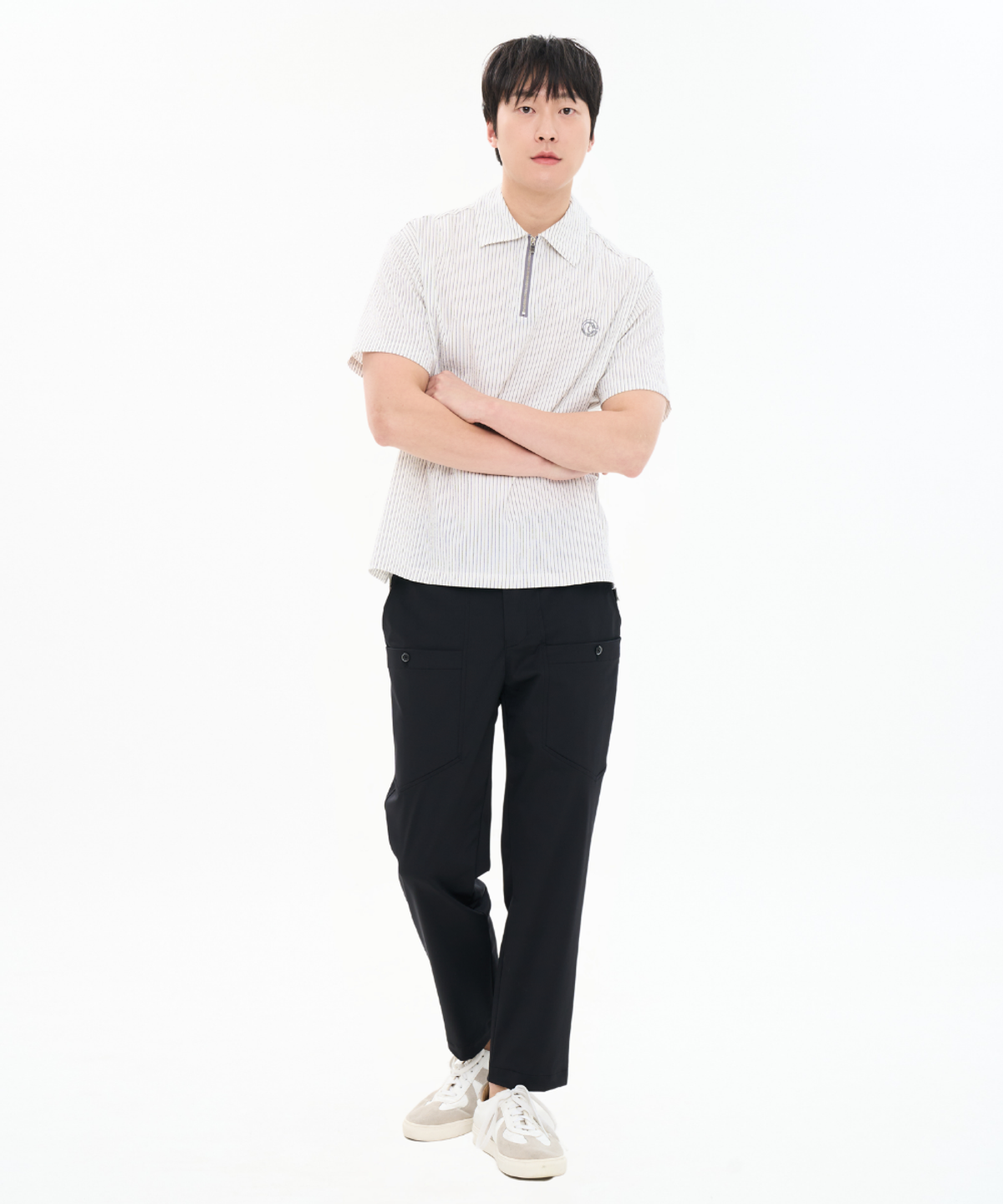 커스텀어스(CUSTOMUS) 남성 여름 쿨터치 나일론 스판 밴딩 팬츠 스트레이트핏 CXS26MWPT312 BLA