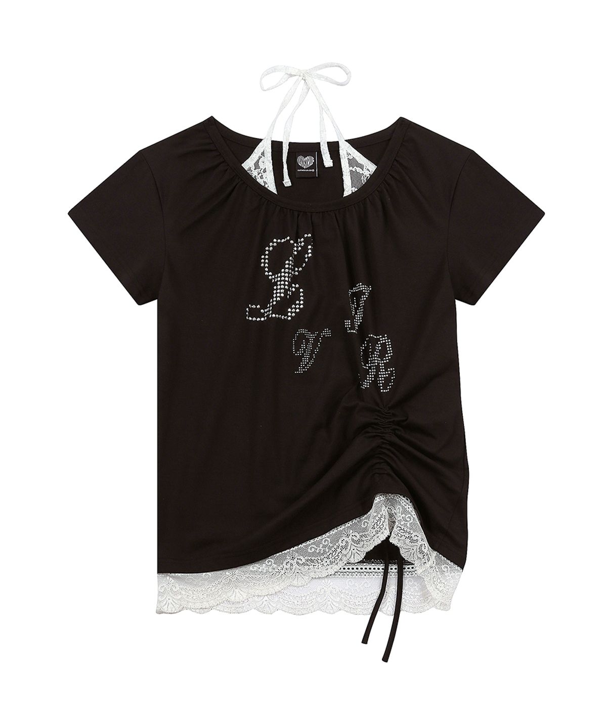 러브이즈트루(LUVISTRUE) SY LACE SHIRRING TEE(BLACK)