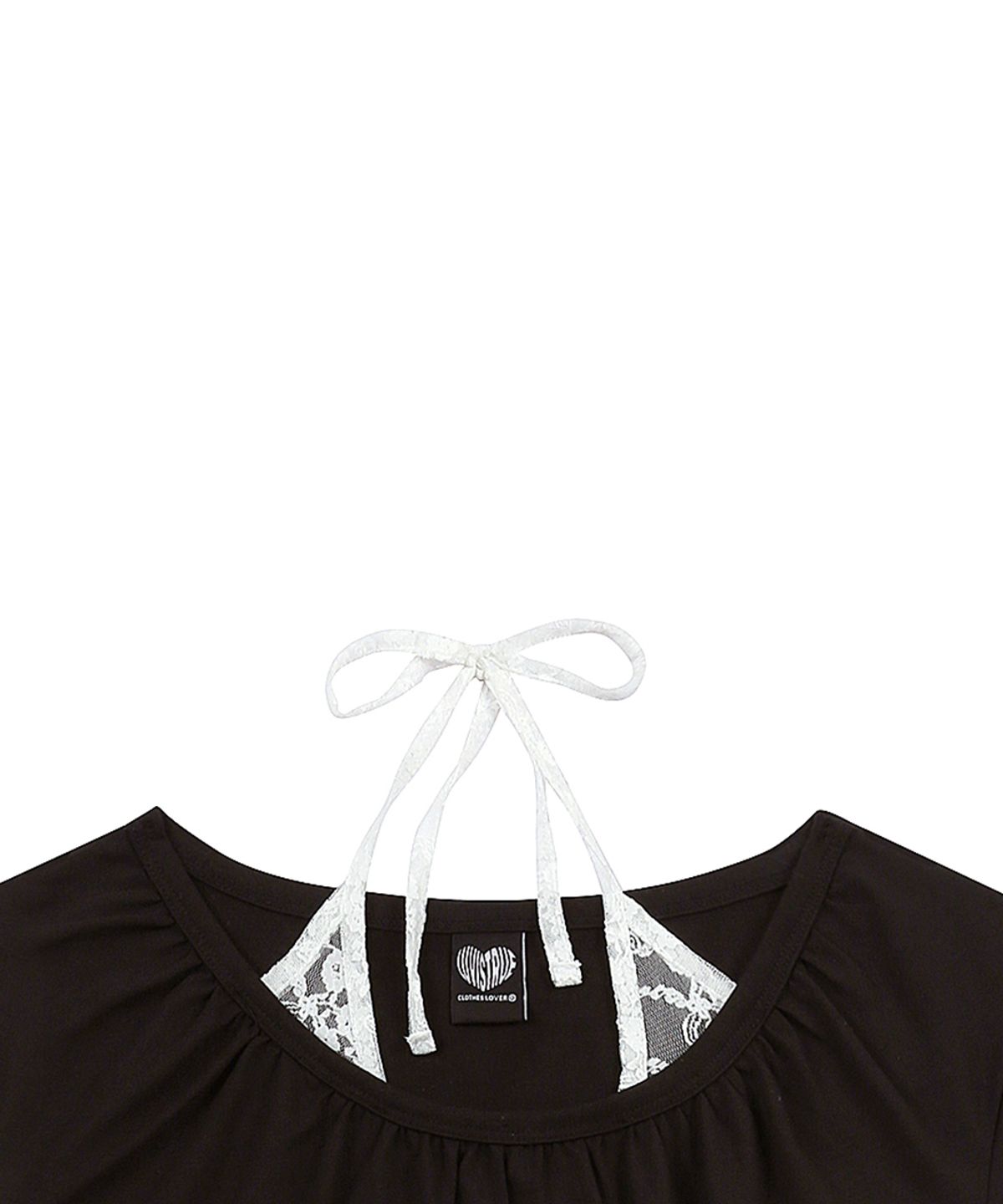 러브이즈트루(LUVISTRUE) SY LACE SHIRRING TEE(BLACK)