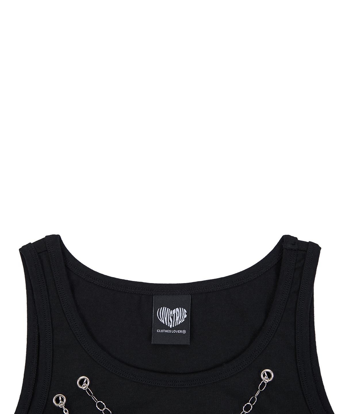 러브이즈트루(LUVISTRUE) SY NECKLACE SONG SLEEVELESS TEE(BLACK)