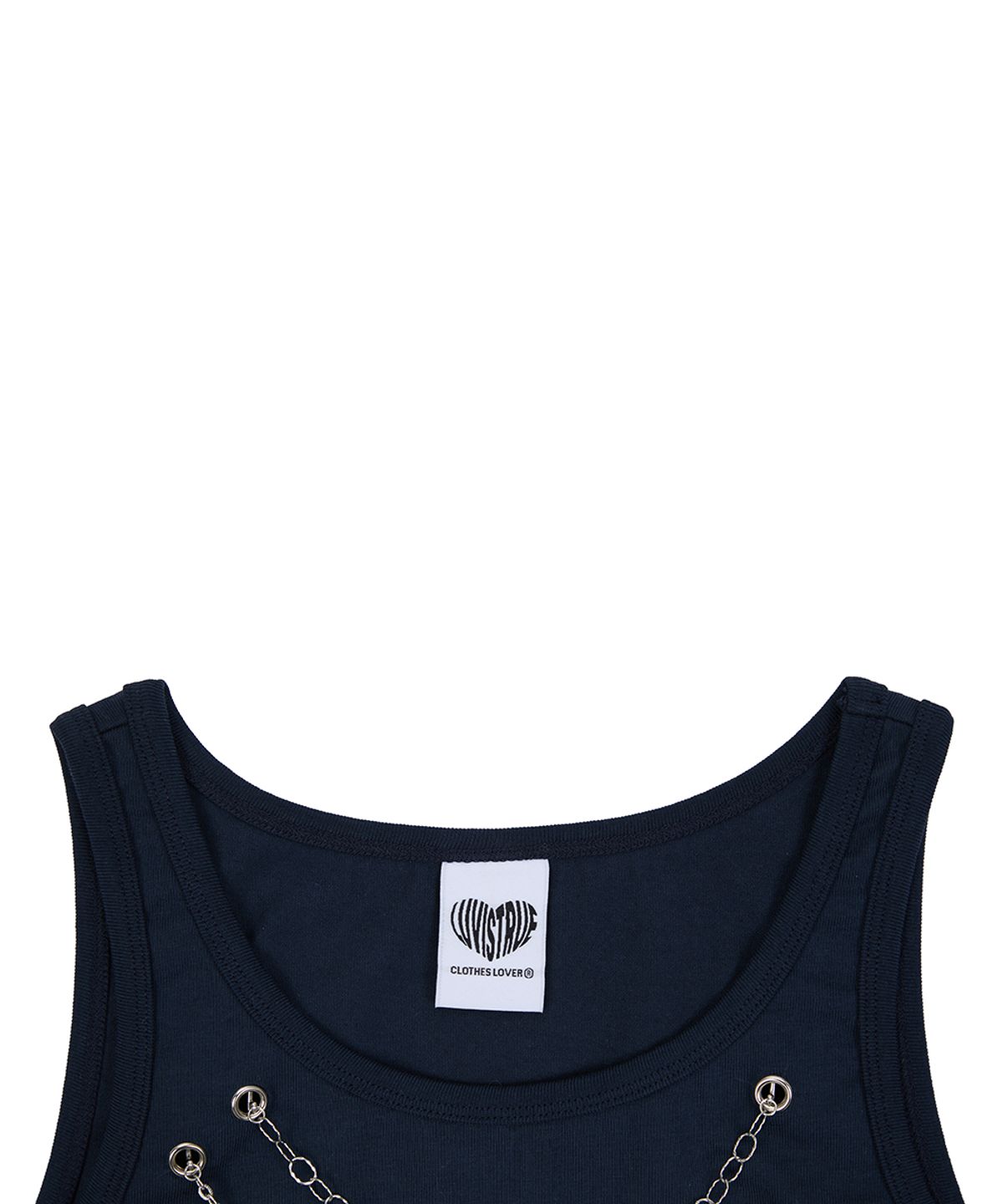 러브이즈트루(LUVISTRUE) SY NECKLACE SONG SLEEVELESS TEE(NAVY)