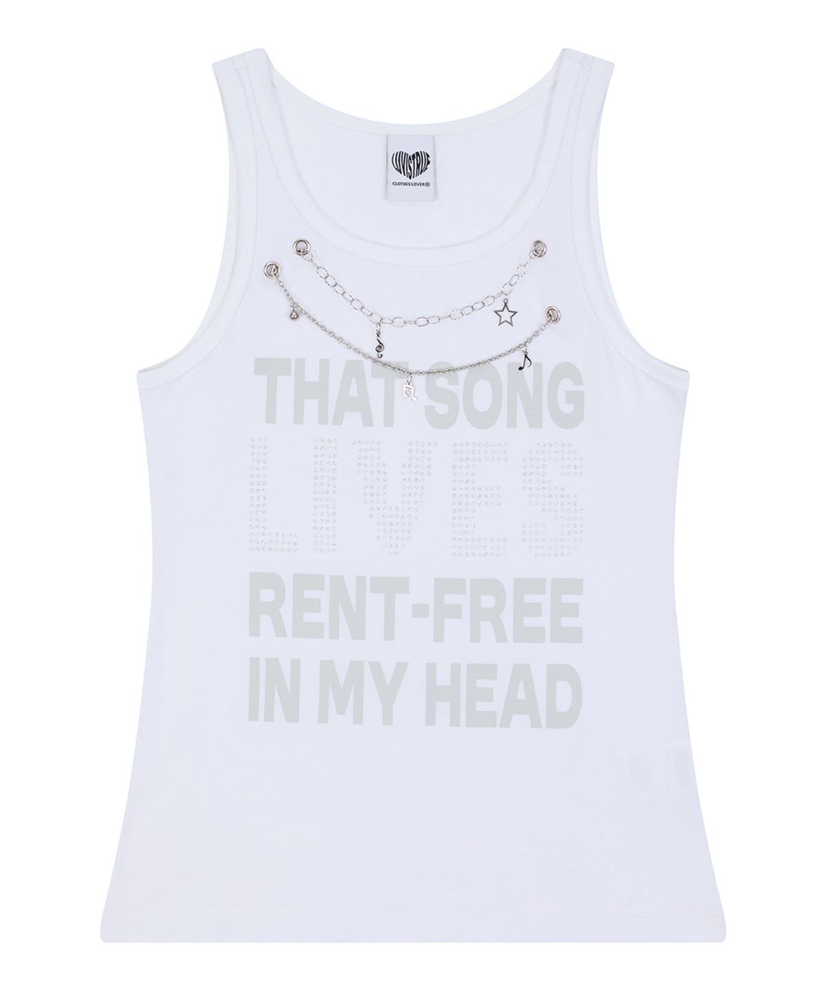 러브이즈트루(LUVISTRUE) SY NECKLACE SONG SLEEVELESS TEE(WHITE)