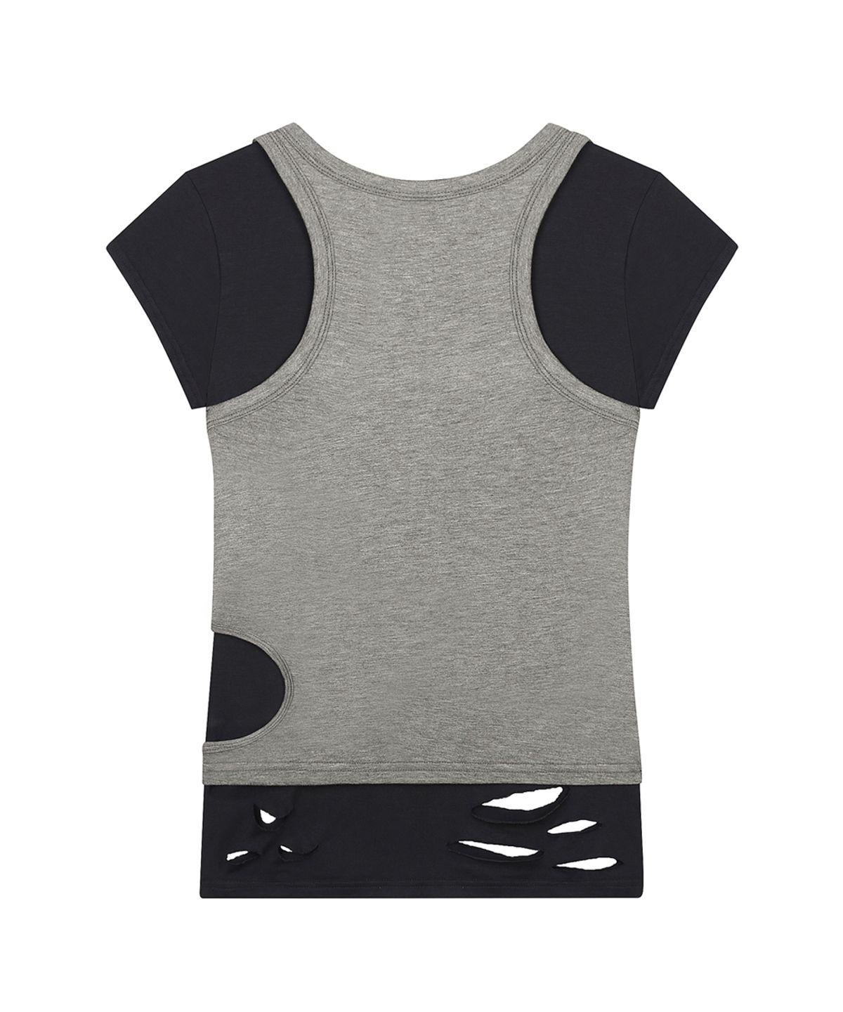 러브이즈트루(LUVISTRUE) SY DAMAGE LAYERED TEE(NAVY)